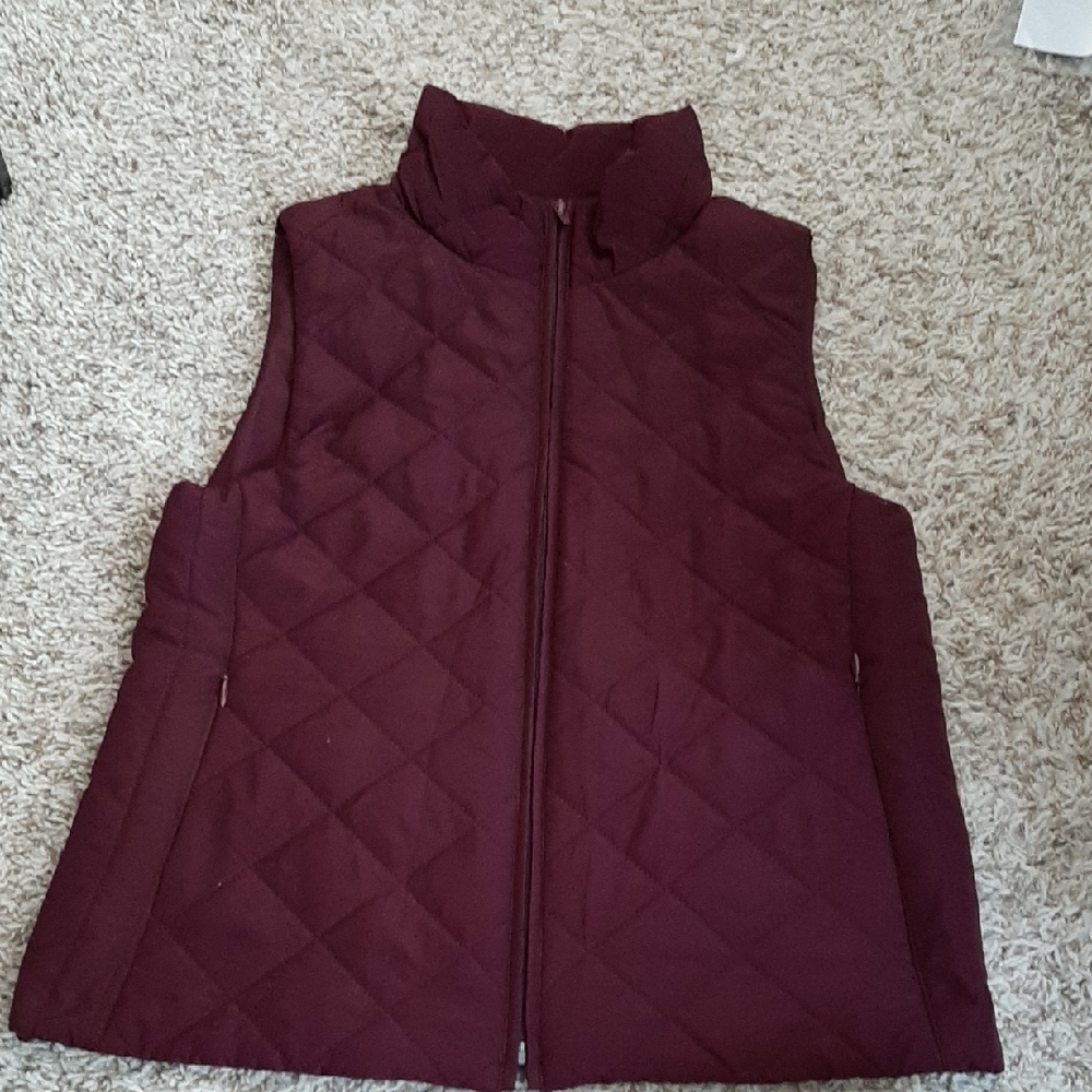 LOFT Deep Burgundy Quilted Vest
